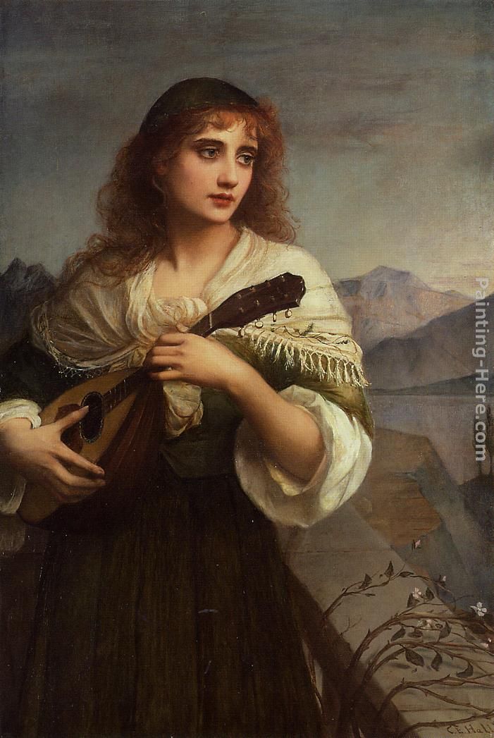 Francesca and Her Lute painting - Edward Charles Halle Francesca and Her Lute art painting